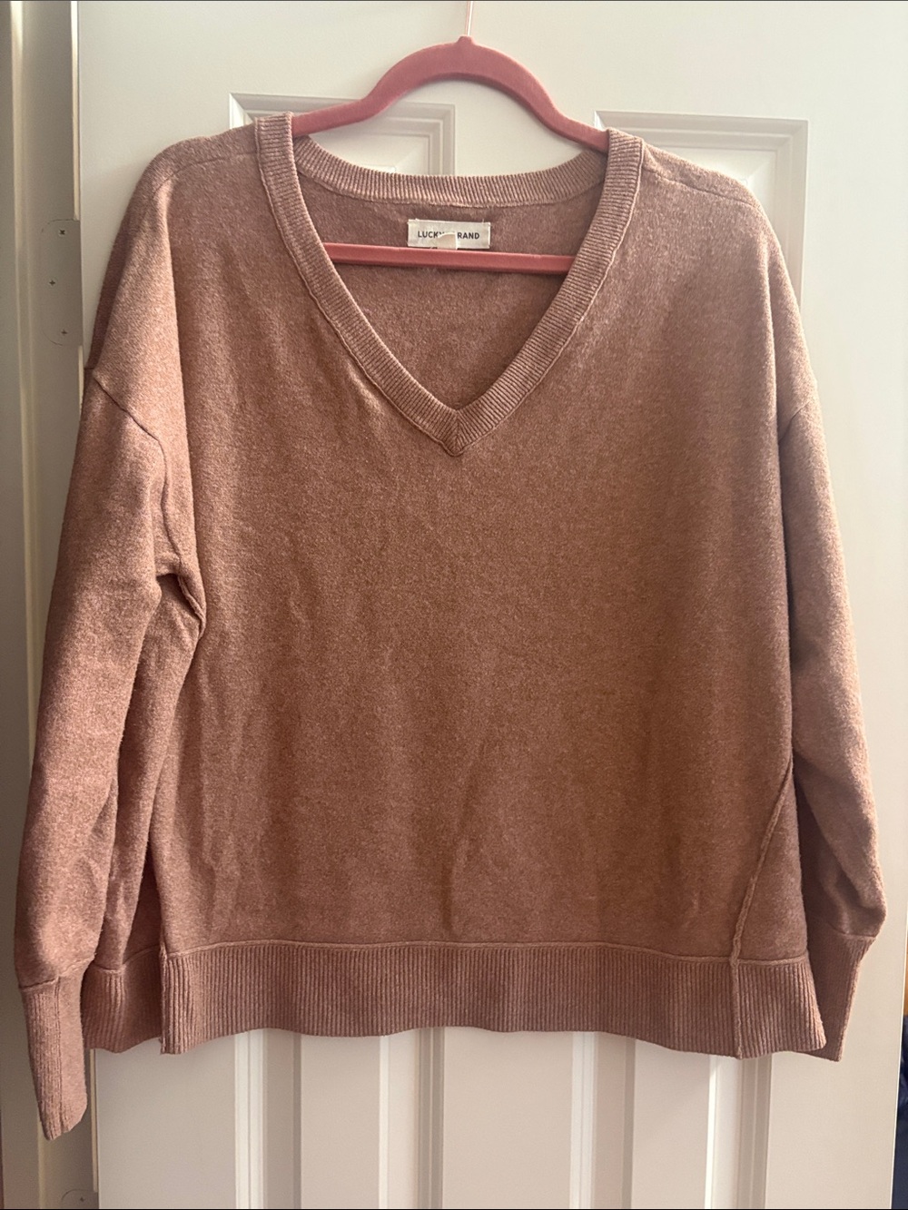 Lucky Brand V-Neck Sweater in Dusty Rose Pink